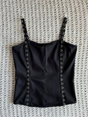 Vintage Y2K Super Low Fat black corset top early 2000s Hot Topic goth classic
